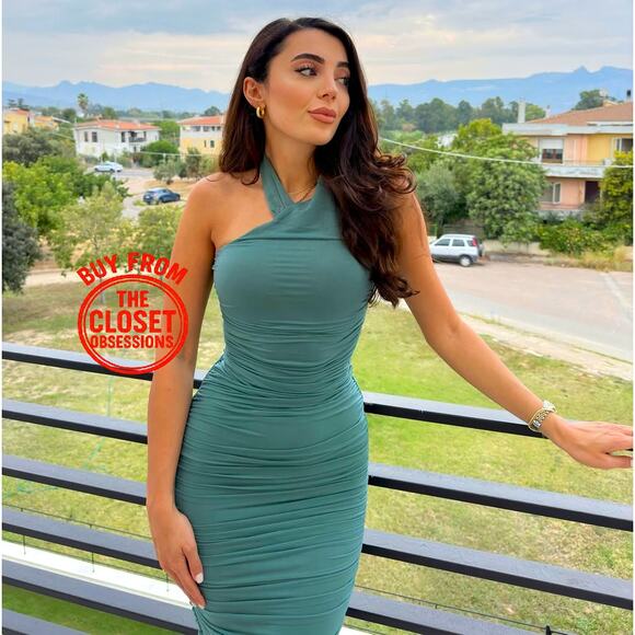 BLOGGER FAVE!!! ZARA Ruched Midi Dress - Picture 1 of 16